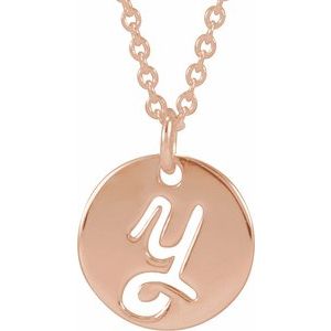 14K Rose Gold Script Initial Y 16-18" Necklace