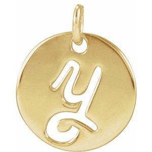 14K Yellow Gold Script Initial Y Pendant