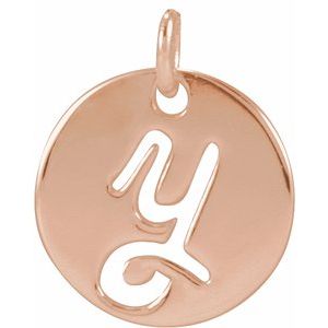 14K Rose Gold Script Initial Y Pendant