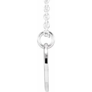 14K White Gold Script Initial W 16-18" Necklace
