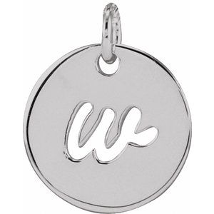 Platinum Script Initial W Pendant