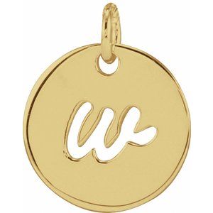 14K Yellow Gold Script Initial W Pendant