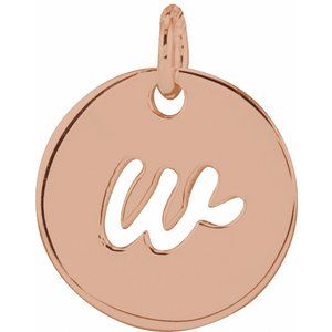 14K Rose Gold Script Initial W Pendant