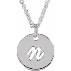 Sterling Silver Script Initial N 16-18" Necklace