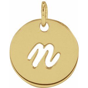 14K Yellow Gold Script Initial N Pendant