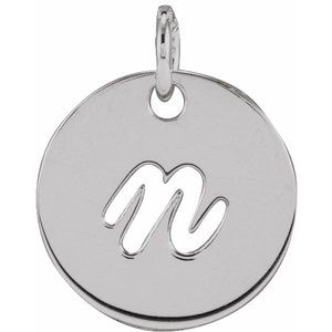 Platinum Script Initial N Pendant