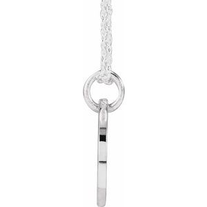 14K White Gold Script Initial F 16-18" Necklace