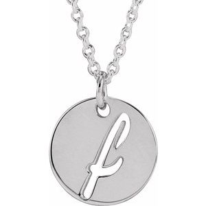Platinum Script Initial F 16-18" Necklace