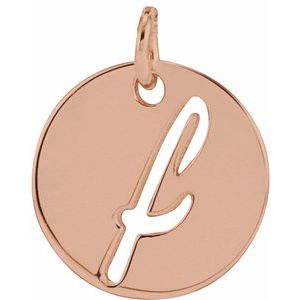 14K Rose Gold Script Initial F Pendant