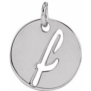 Platinum Script Initial F Pendant