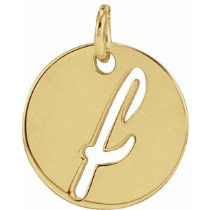 14K Yellow Gold Script Initial F Pendant