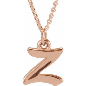 14K Rose Gold Petite Initial Z Pendant