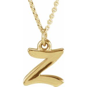 14K Yellow Gold Petite Initial Z 16" Necklace