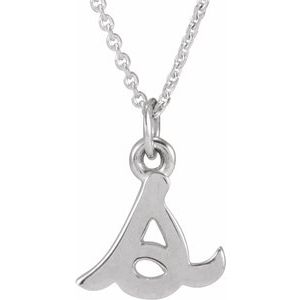 14K White Gold Petite Initial S 16" Necklace