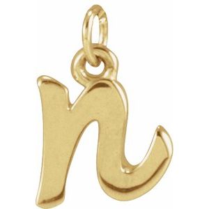 14K Yellow Gold Petite Initial N Pendant