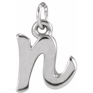 14K White Gold Petite Initial N Pendant