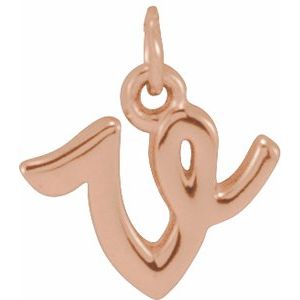 14K Rose Gold Petite Initial V Pendant