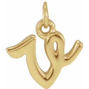 14K Yellow Gold Petite Initial V Pendant