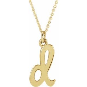 14K Yellow Gold Petite Initial D 16" Necklace