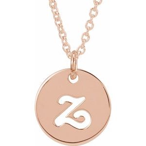 14K Rose Gold Script Initial Z 16-18" Necklace