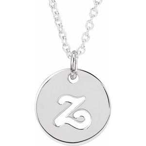 Platinum Script Initial Z 16-18" Necklace