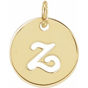 14K Yellow Gold Script Initial Z Pendant