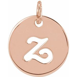 14K Rose Gold Script Initial Z Pendant