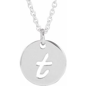 Platinum Script Initial T 16-18" Necklace