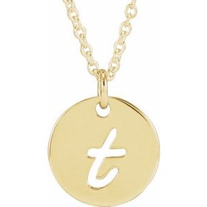 14K Yellow Gold Script Initial T 16-18" Necklace