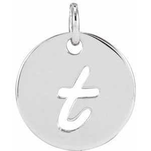 14K White Gold Script Initial T Pendant