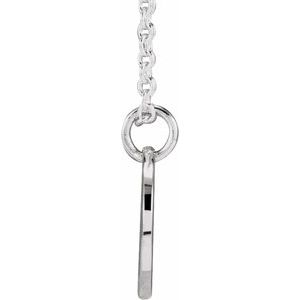 14K White Gold Script Initial Q 16-18" Necklace