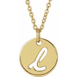 14K Yellow Gold Script Initial L 16-18" Necklace