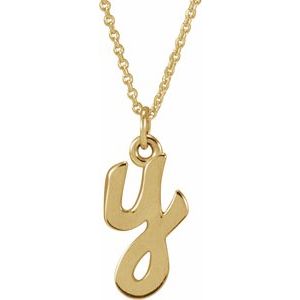 14K Yellow Gold Petite Initial Y 16" Necklace