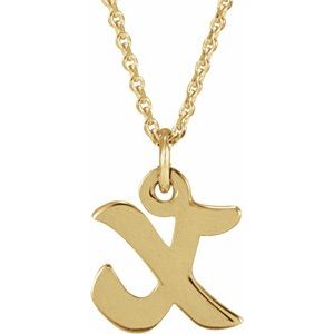 14K Yellow Gold Petite Initial X 16" Necklace