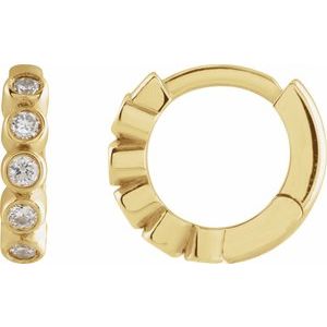 14K Yellow Gold 1/8 CTW Natural Diamond 10.25 mm Hinged Hoop Earrings