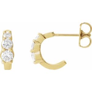 14K Yellow Gold 1/3 CTW Natural Diamond Hoop Earrings