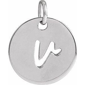 Platinum Script Initial V Pendant