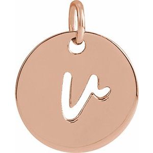 14K Rose Gold Script Initial V Pendant