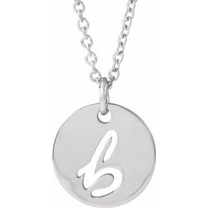 14K White Gold Script Initial B 16-18" Necklace