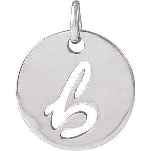 14K White Gold Script Initial B Pendant