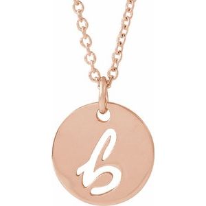14K Rose Gold Script Initial B 16-18" Necklace