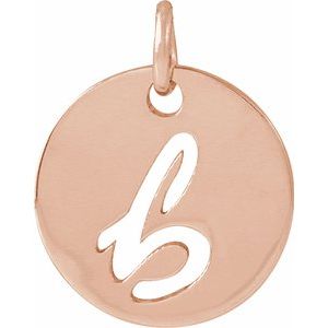 14K Rose Gold Script Initial B Pendant