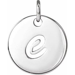 14K White Gold Script Initial E Pendant