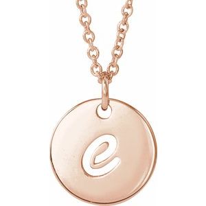 14K Rose Gold Script Initial E 16-18" Necklace