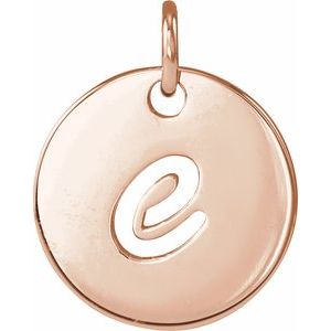 14K Rose Gold Script Initial E Pendant