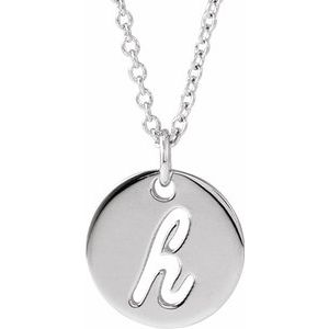 14K White Gold Script Initial H 16-18" Necklace