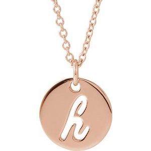 14K Rose Gold Script Initial H 16-18" Necklace