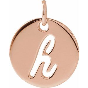 14K Rose Gold Script Initial H Pendant