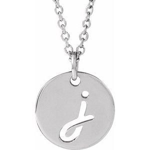 Platinum Script Initial J 16-18" Necklace