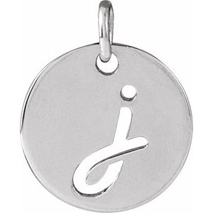 14K White Gold Script Initial J Pendant